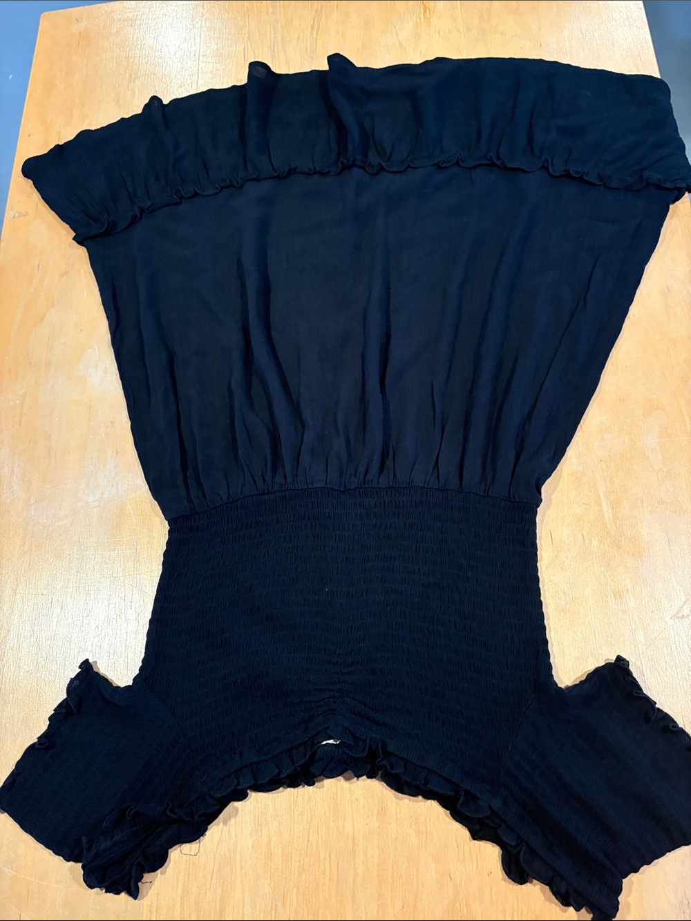 Rewind Black Off-Shoulder Smocked Bodysuit